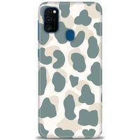 Samsung Galaxy M30S Kılıf HD Baskılı Kılıf - Mavi Bej + Tam Ekran Koruyucu