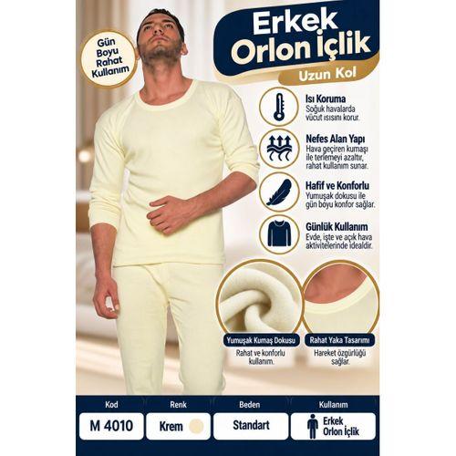 Erkek Orlon İçlik Uzun Kol Krem – Standart Beden Termal İçlik – M 4010