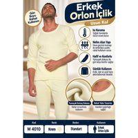 Erkek Orlon İçlik Uzun Kol Krem – Standart Beden Termal İçlik – M 4010