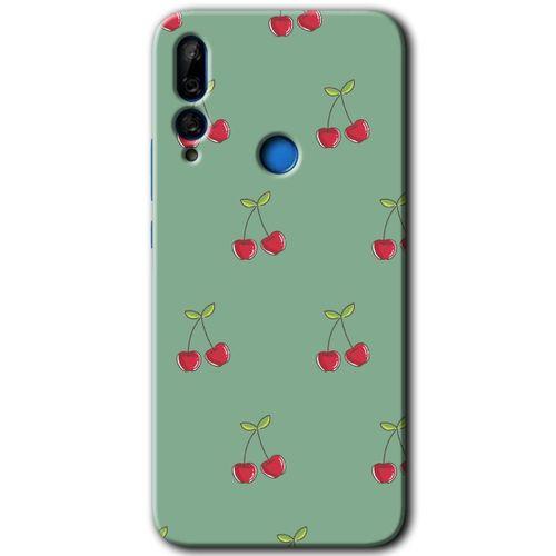 MRCİLETİSİM Huawei Y9 Prime 2019 Kılıf HD Desen Baskılı Arka Kapak + Temperli Cam - Kiraz Berry