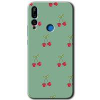 MRCİLETİSİM Huawei Y9 Prime 2019 Kılıf HD Desen Baskılı Arka Kapak + Temperli Cam - Kiraz Berry