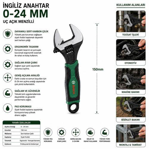 150 mm İngiliz Anahtar ve Kurbağacık Seti ( 1 Adet)