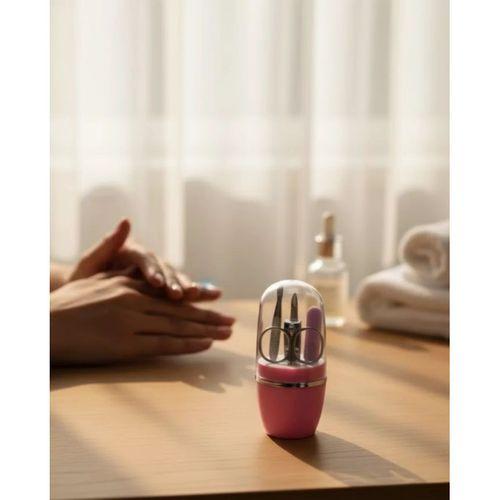 Tırnak Bakım Manikür Pedikür Seti 4 Parça Pembe Pratik Günlük Kullanım