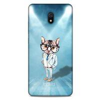 Xiaomi Redmi 8A Kılıf FunnyMaX (40) Fit Silikon Kılıf Açık Mavi Kedi