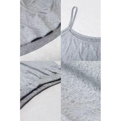 Kadın Gri Şortlu Penye Gecelik Takımı