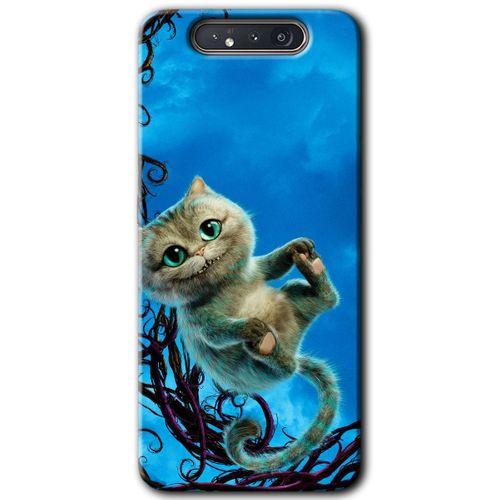 Galaxy A80 Kılıf HD Desen Baskılı Arka Kapak - Çılgın Kedi + Kırılmaz Cam