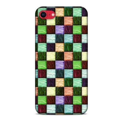 Apple iPhone SE 2020 Kılıf Patchwork (6) Silikon Kılıf Su Yeşili