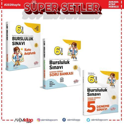 Editör Yayınları 6. Sınıf Bursluluk Sınavı Konu Soru Bankası ve Deneme Seti 3 Kitap