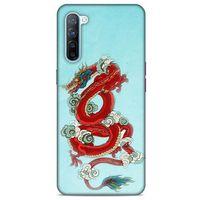 Oppo Reno 3 Kılıf Dragons (22) Tam Koruma Kılıfı Ejderha Dövme Kırmızı