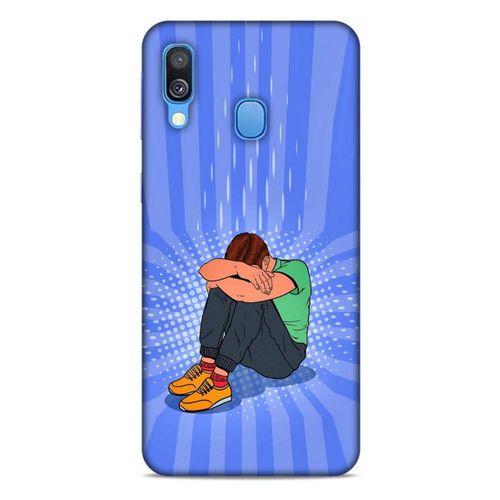 Samsung Galaxy A40 Kılıf Depresyon (32) Soft Silikon Kılıf Turuncu Kahve