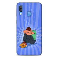 Samsung Galaxy A40 Kılıf Depresyon (32) Soft Silikon Kılıf Turuncu Kahve