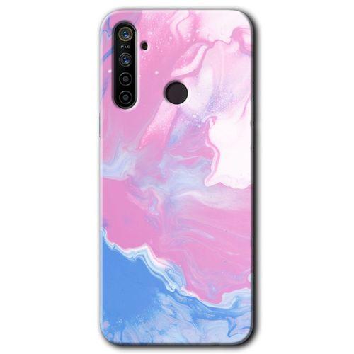 MRCİLETİSİM Realme 5i Kılıf Kapak - Liquid Lekeler Art +Hayalet Ekran Yandan Gözükmez