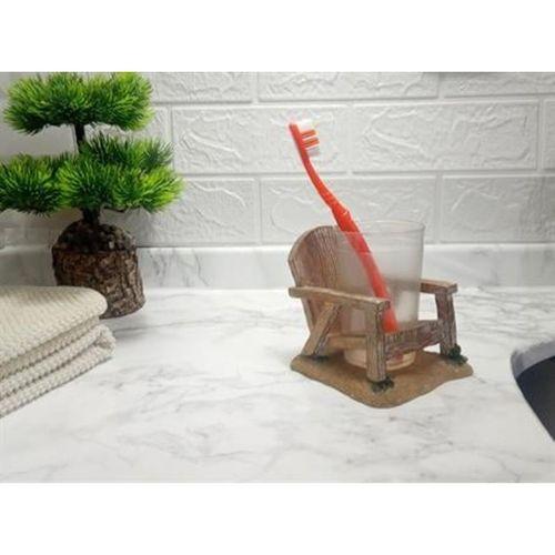 2 Adet Diş Fırçalık Ve Macunluk Sandalye Poliresin 13X11X10Cm 200Ml Banyo Seti