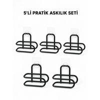 Siyah Metal Wc Kağıtlık Yapışkanlı Tuvalet Kağıdı Rulo Tutucu 5 Adet Avantajlı Set