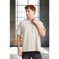 İki İplik Kumaş Pamuklu Bisiklet Yaka Basic Oversize Erkek T-Shirt - Mineral Gri