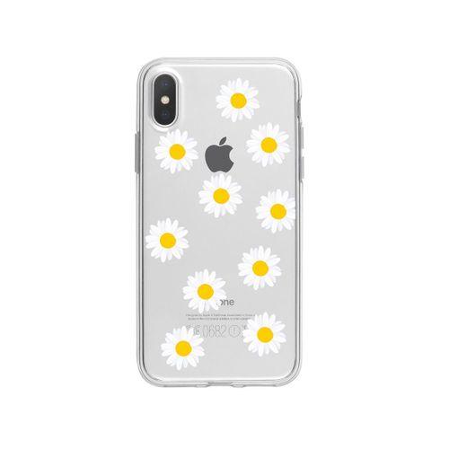 iPhone Xs Max Bahar Papatyaları Desenli Premium Şeffaf Silikon Kılıf