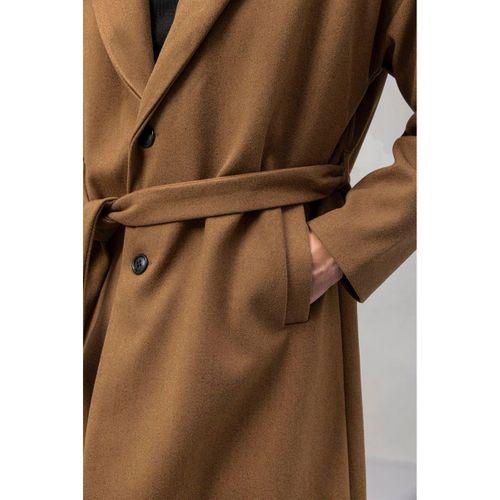Carlo Oversize Kaşe Kumaş Yan Cepli Kışlık Erkek Kaban - Camel