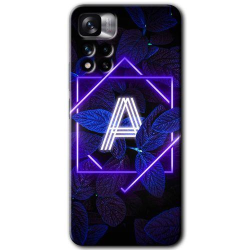 MRCİLETİSİM Xiaomi Redmi Note 11 Pro Plus 5G Kılıf HD Desen Baskılı Arka Kapak+Temperli Cam - Yaprak A Harfi