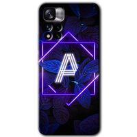 MRCİLETİSİM Xiaomi Redmi Note 11 Pro Plus 5G Kılıf HD Desen Baskılı Arka Kapak+Temperli Cam - Yaprak A Harfi