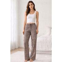 Viskon Pamuklu Kadın Gri Desenli Pijama Pantolon - Mg011 -
