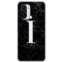 Potkal Hediye Fabrikası Xiaomi Redmi Mi11i Kılıf HD Desen Baskılı Arka Kapak - Siyah Mermer Desenli İ Harfi