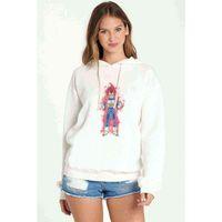 Anime Dragon Ball Super Elektrik Baskılı Beyaz Kadın Kapşonlu Sweatshirt