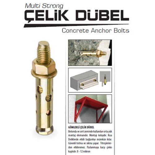 GÖMLEKLİ ÇELİK DÜBEL M8 x 75 MM ( 50 ADET )