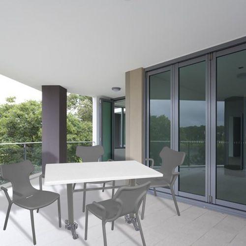 Dockers Çipa Döküm Ayak - Play Polipropilen Masa Takımı - 80x120 (Werzalit, Wermodin veya Allzalit Tabla) - GreyMarble-Antrasit