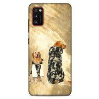 Samsung Galaxy A41 Kılıf Köpek Kıyafetleri (32) Soft Silikon Kılıf Golden Kapişonlu Polar