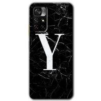 Redmi Note 11T Kılıf HD Desen Baskılı Arka Kapak - Siyah Mermer Desenli Y Harfi