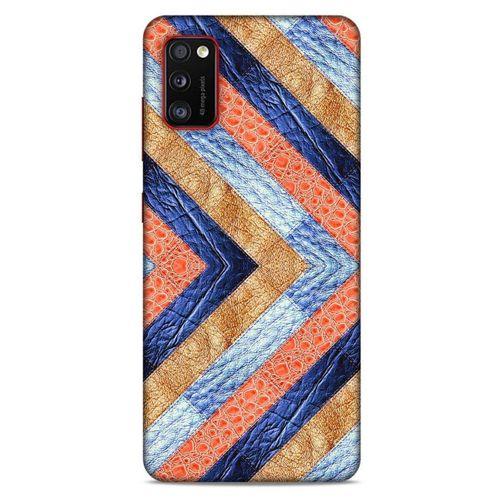 Samsung Galaxy A41 Kılıf Patchwork (3) Kapak Lacivert Turuncu