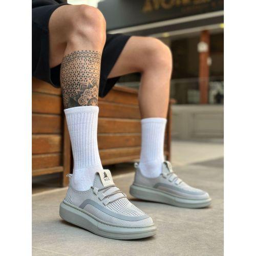 BA0375 Özel Örme Triko Tarz Gri Renk Spor Ayakkabı