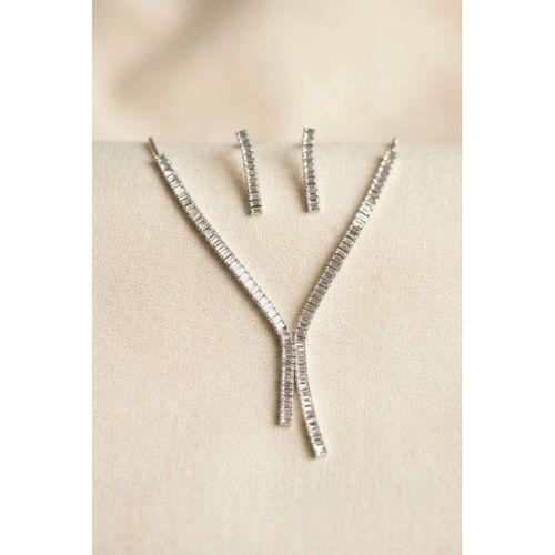 Baget Zirkon Taşlı Su Yolu Kolye ve Küpe Set
