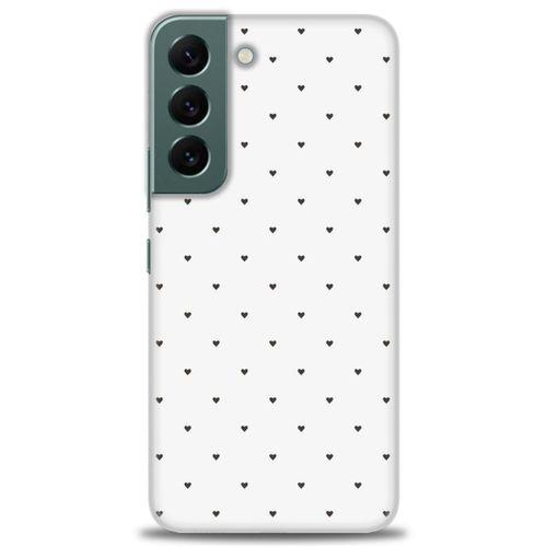Samsung Galaxy S22 Kılıf HD Baskılı Kılıf - Minik Siyah Kalp + Tam Ekran Koruyucu