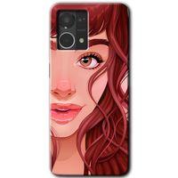 Oppo Reno 7 4G Kılıf HD Desen Baskılı Arka Kapak - Kızıl Kız + Kırılmaz Cam