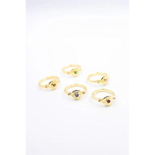 6'lı Taşlı Yüzük Seti - Altın