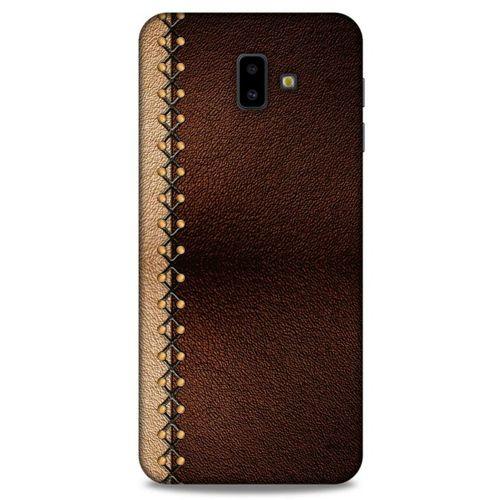Samsung Galaxy J6 Plus Kılıf Patchwork (21) Koruyucu Kapak Kahve Gold
