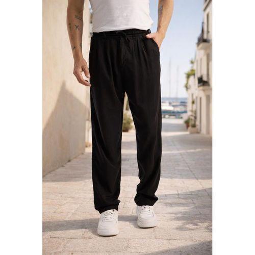 Magnus Tensel Kumaş Relaxed Fit Beli Lastikli Yazlık Erkek Pantolon - Siyah