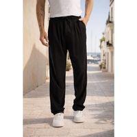 Magnus Tensel Kumaş Relaxed Fit Beli Lastikli Yazlık Erkek Pantolon - Siyah