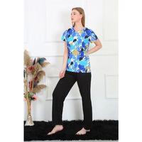 Kadın Penye Kısa Kol Pijama Takım Saks