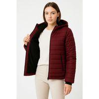 Şişme Kapüşonlu Fermuarlı Mont Su Itici Kapitone Astarlı Kumaş Cepli Kışlık Rahat Kalıp - Bordo