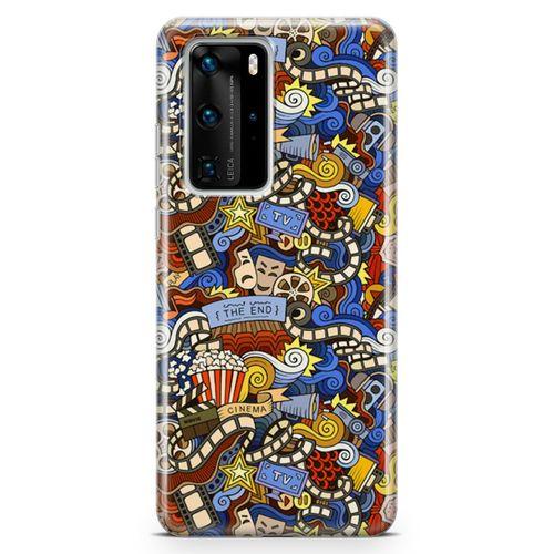 Huawei P40 Pro Kılıf Doodle Sinemasever Arka Kapak Koruma Desenli Full Koruyucu