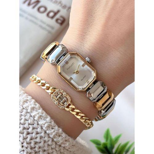 Ferrucci Kadın Kol Saati+Bileklik Özel Seri Çelik Kordon Kararma Renk Atma Yapmaz VS.BLKT.0733