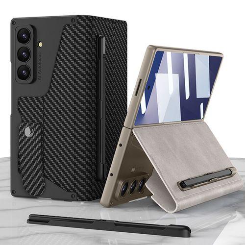 Galaxy Z Fold 7 Kılıf Kamera Korumalı Kadife Tasarımlı Zore Kıpta Kalem Bölmeli Fest Kapak