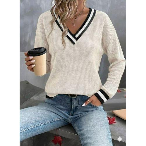 Kadın Uzun Kollu V Yakalı Waffle Bluz