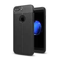 iPhone 7 Plus Kılıf Focus Derili Silikon - Siyah