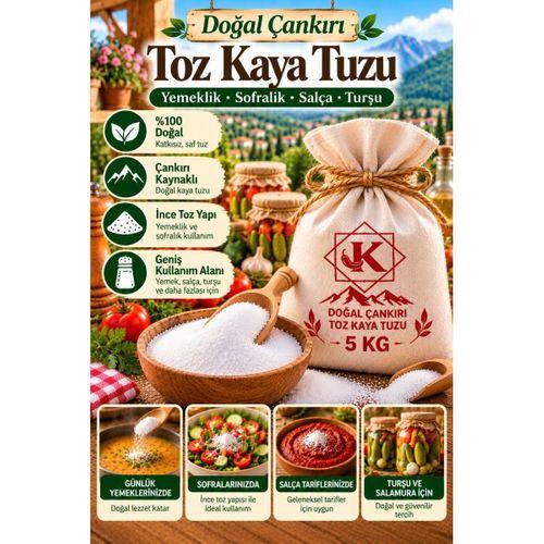 Doğal Çankırı Toz Kaya Tuzu 5 KG İnce Öğütülmüş Sofralık Yemeklik Turşuluk