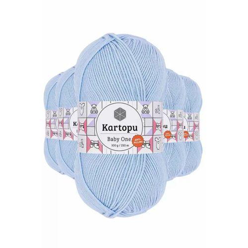 5 Adet Baby One Tüylenmeyen El Örgü İpi Yünü Mavi K544