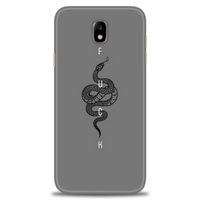 Samsung Galaxy J7 Pro / J730 Kılıf HD Baskılı Kılıf - Siyah Yılan + Tam Ekran Koruyucu