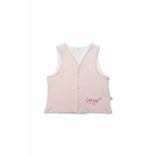 Bistyle Grow İn Love Çift Taraflı Bebe Yelek 18102 Pembe Ekru